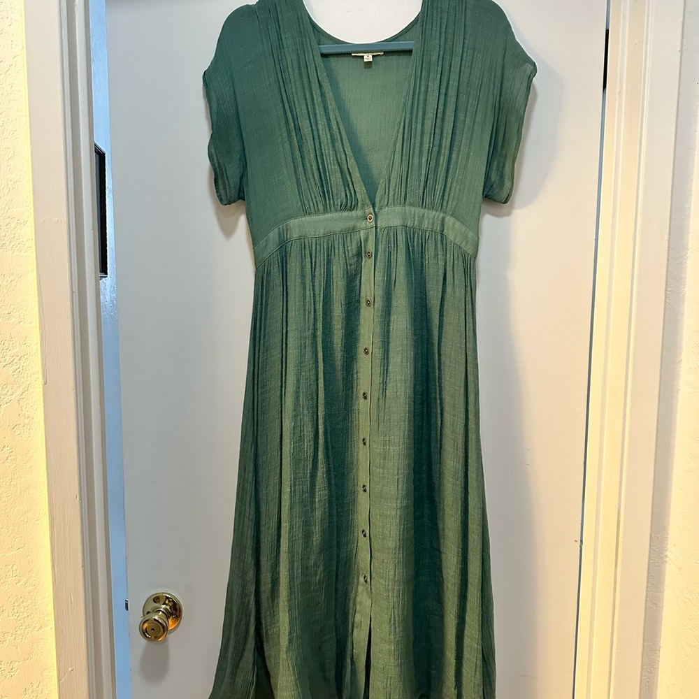 Kori Green Button-Front Midi Dress
